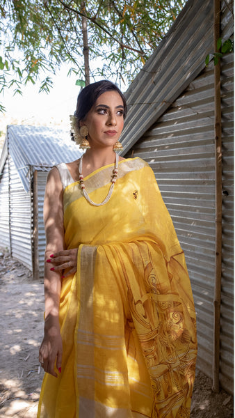 Raagini Gujri - Pure Linen Handloom Saree