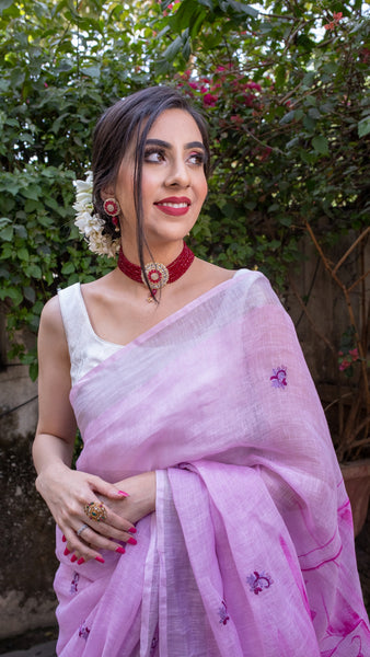 Raagini Devgandhari - Pure Linen Handloom Saree