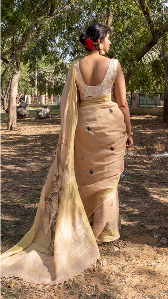 Raagini Gauri - Pure Linen Handloom Saree