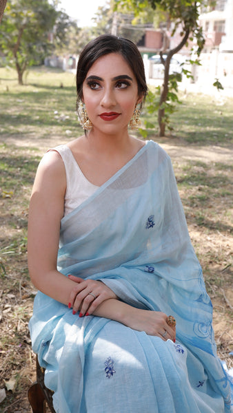 Raagini Bhairavi - Pure Linen Handloom Saree