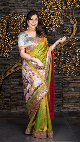 The King’s Progression - Leaf Green Saree