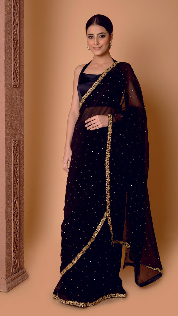 Black Night Sky Sitara Saree