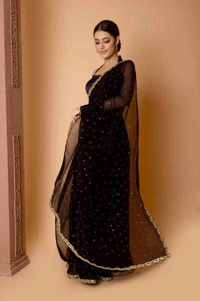 Black Night Sky Sitara Saree