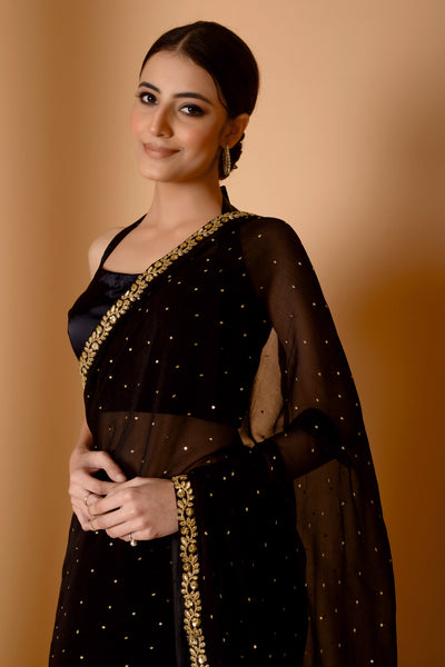 Black Night Sky Sitara Saree