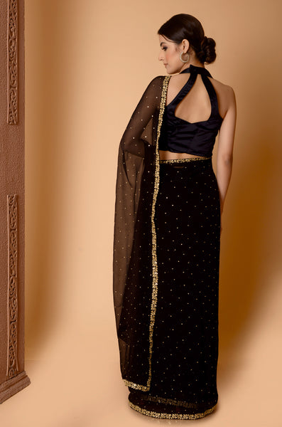 Black Night Sky Sitara Saree
