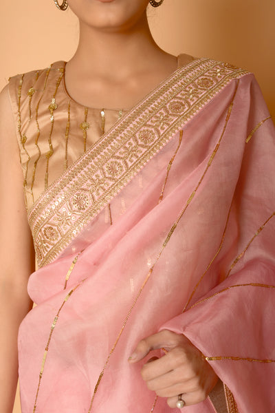 Pink Sitara Leheriya Saree