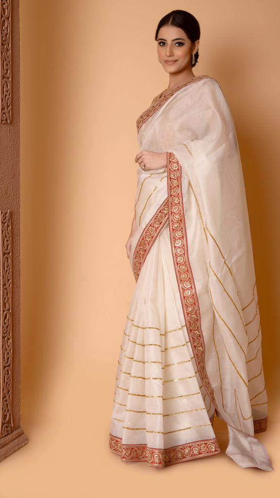 Off-white Sitara Lakeer Saree