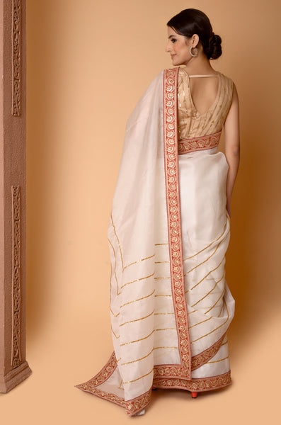 Off-white Sitara Lakeer Saree