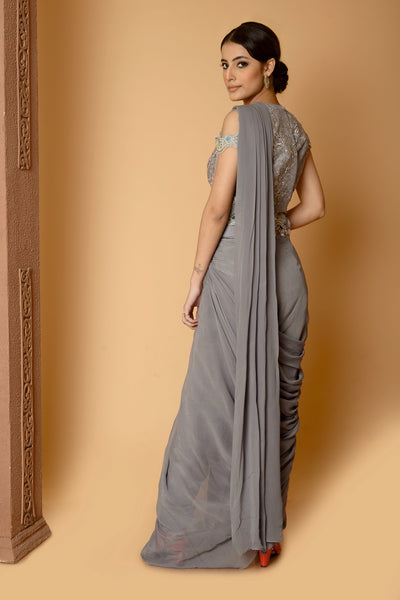 Grey Cascade Sitara Drape Saree