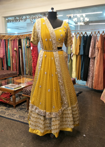 Mustard Chevron Lehenga