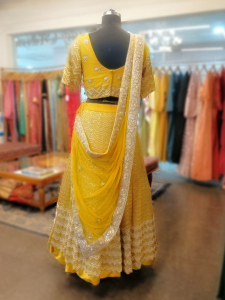 Mustard Chevron Lehenga