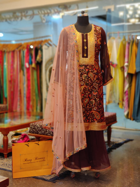 Brown Gharara Suit