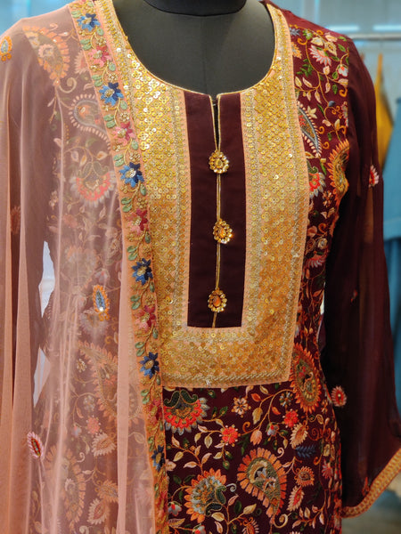 Brown Gharara Suit