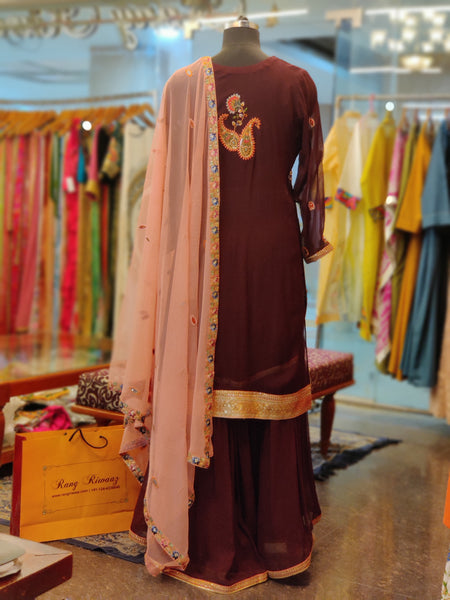 Brown Gharara Suit