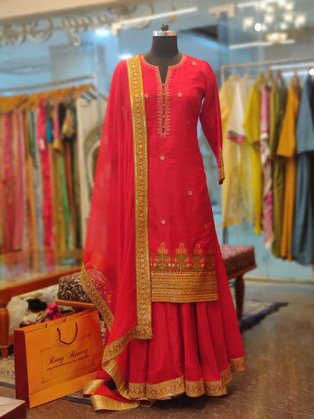 Red Sharara Suit