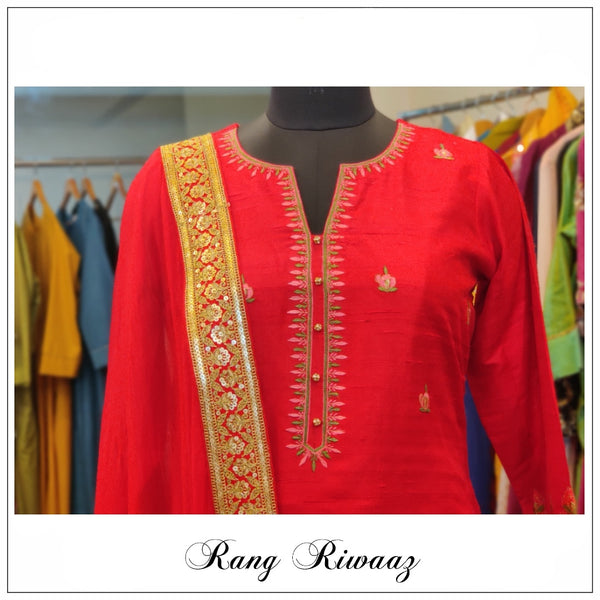Red Sharara Suit