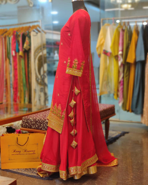 Red Sharara Suit