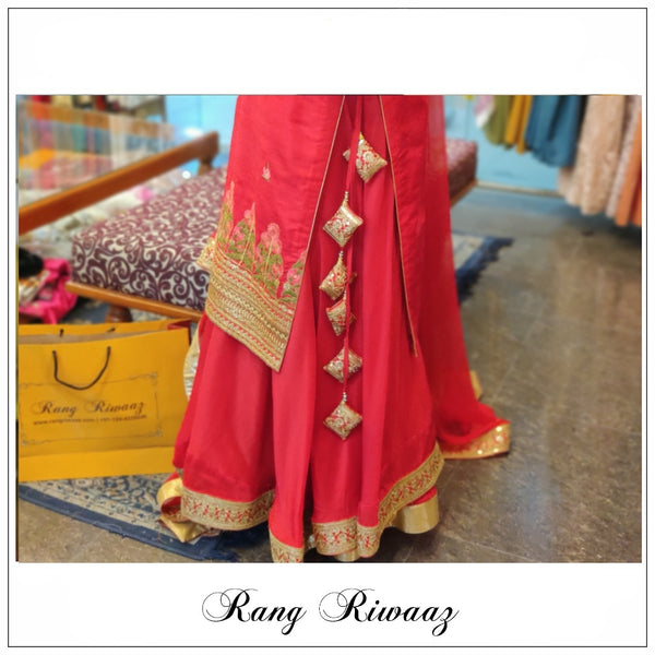 Red Sharara Suit
