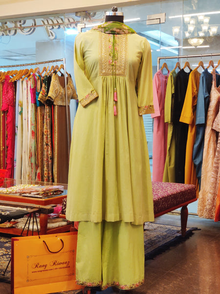 Lime Green Anarkali Suit Set