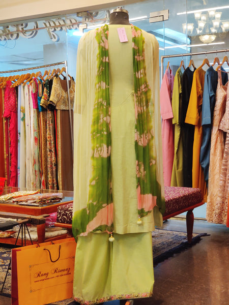 Lime Green Anarkali Suit Set