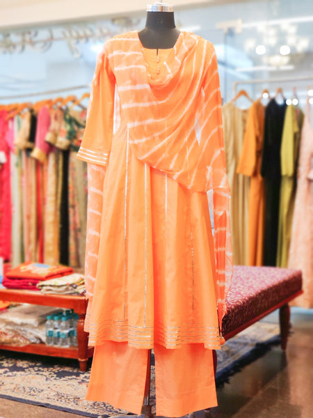 Peach Cotton Anarkali Suit
