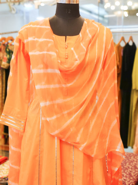 Peach Cotton Anarkali Suit