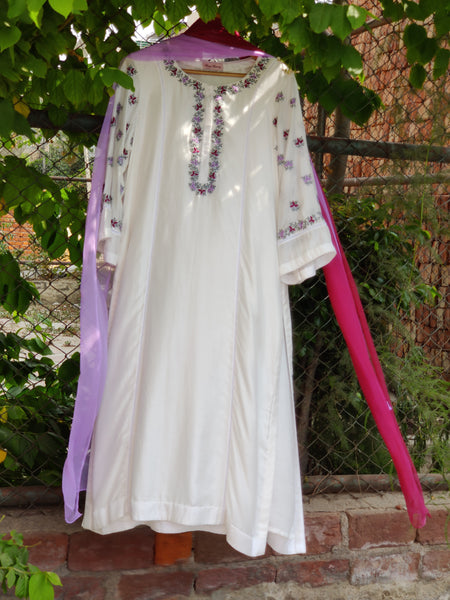 Modal Silk Lilac Motif Kurta Set