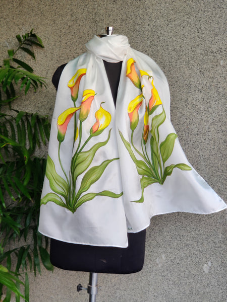 Hand Painted Silk Stole - Dandelion Yellow