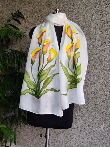 Hand Painted Silk Stole - Dandelion Yellow