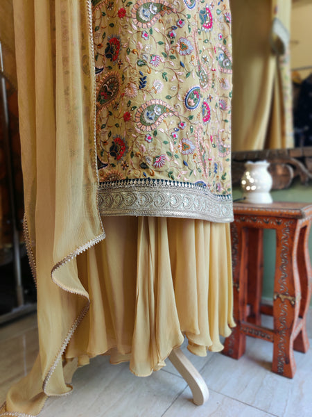 Pastel Yellow Sharara Suit