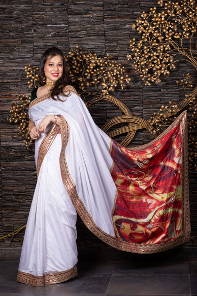 The Rajasthani Soiree - White Saree