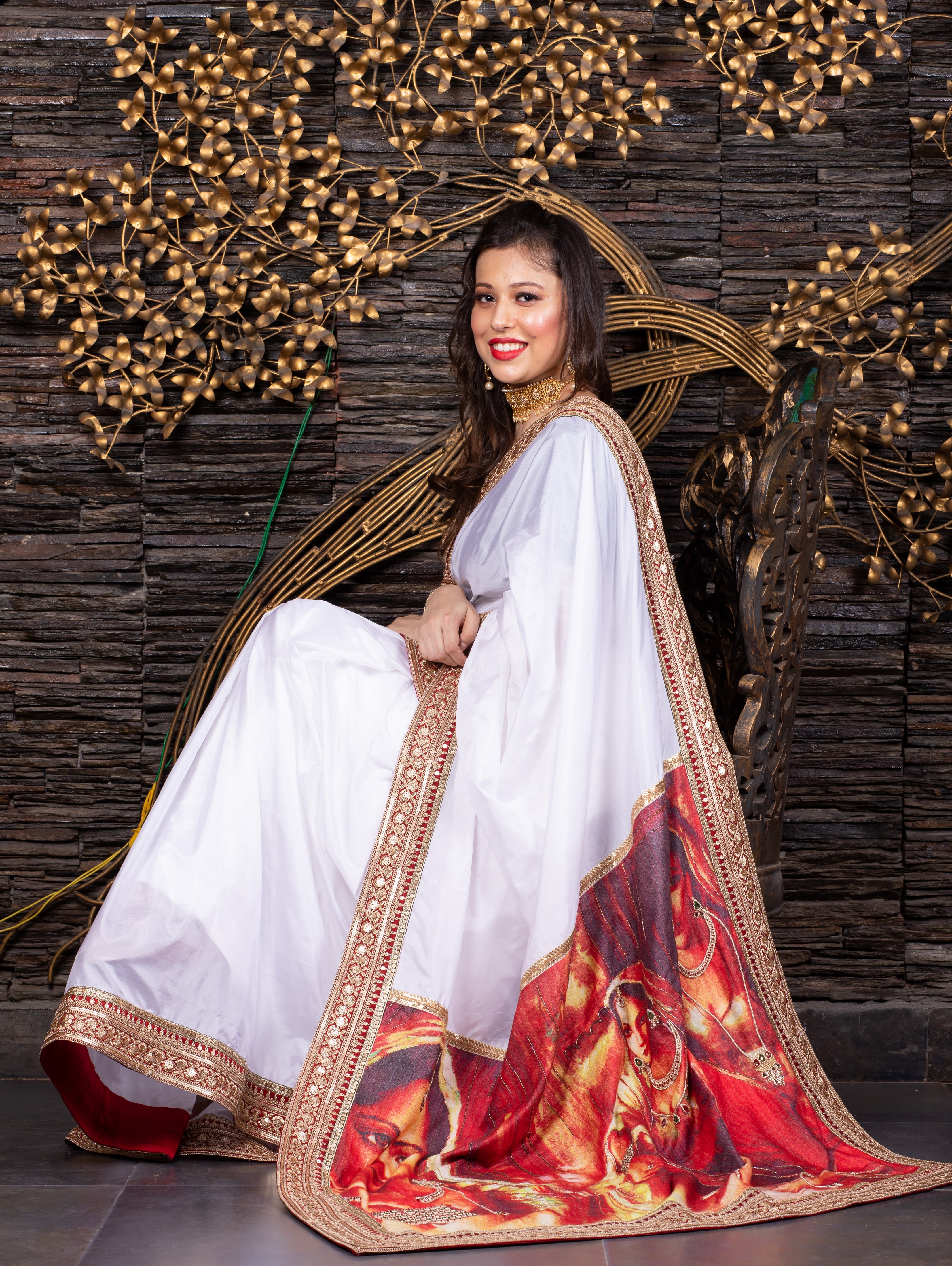 The Rajasthani Soiree - White Saree