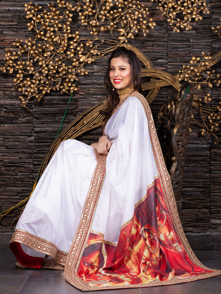 The Rajasthani Soiree - White Saree