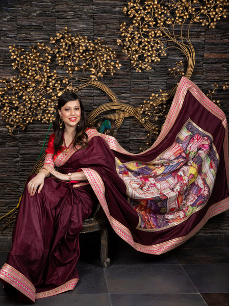 The Royal Grooming – Wine Saree