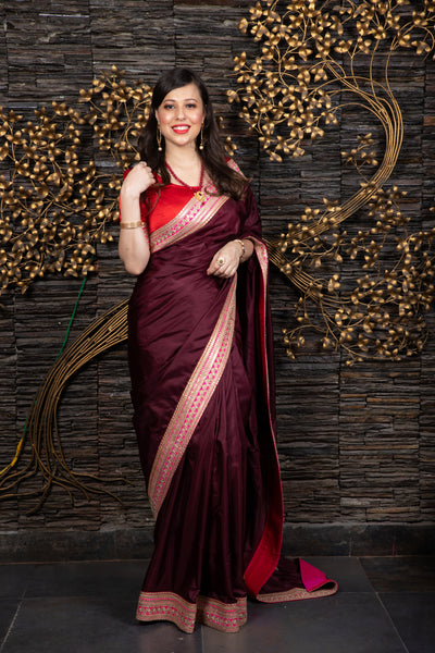 The Royal Grooming – Wine Saree