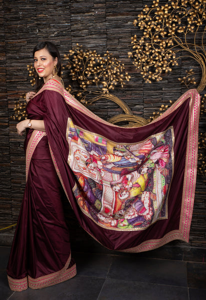 The Royal Grooming – Wine Saree
