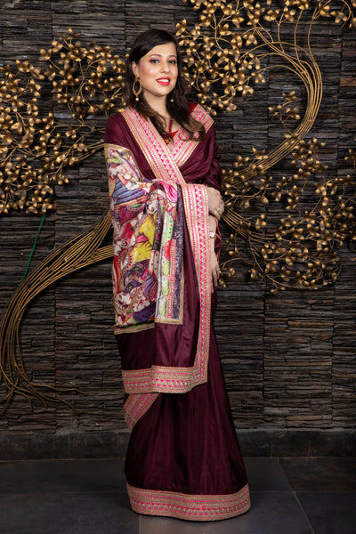 The Royal Grooming – Wine Saree