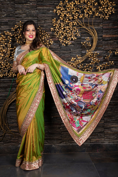 The King’s Progression - Leaf Green Saree