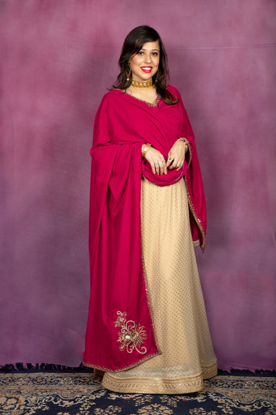 Konia Boota  - Magenta Velvet Shawl