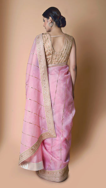 Pink Sitara Leheriya Saree