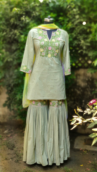 Sage Green Gharara Suit