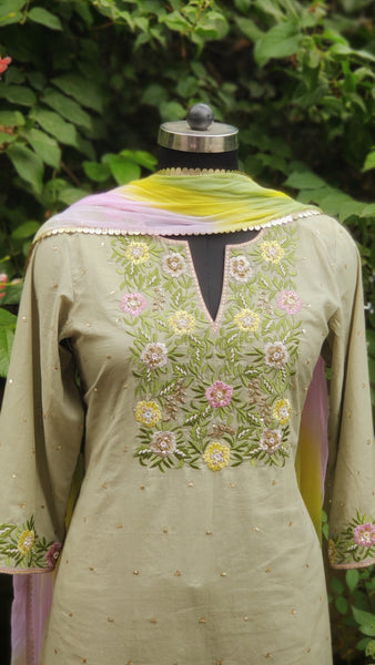 Ecru Brown Gharara Suit