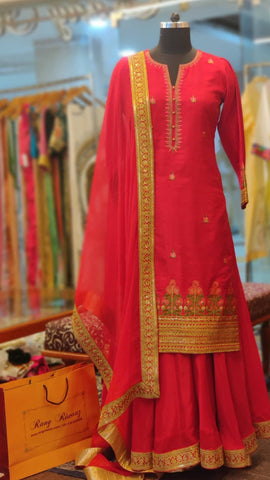 Red Sharara Suit