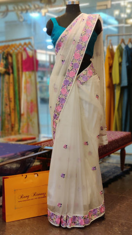 White Parsi Gara Saree