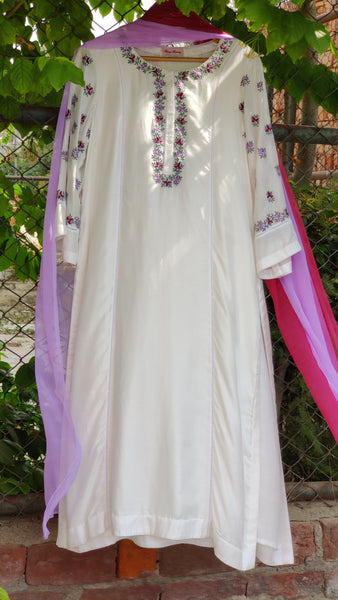 Modal Silk Lilac Motif Kurta Set