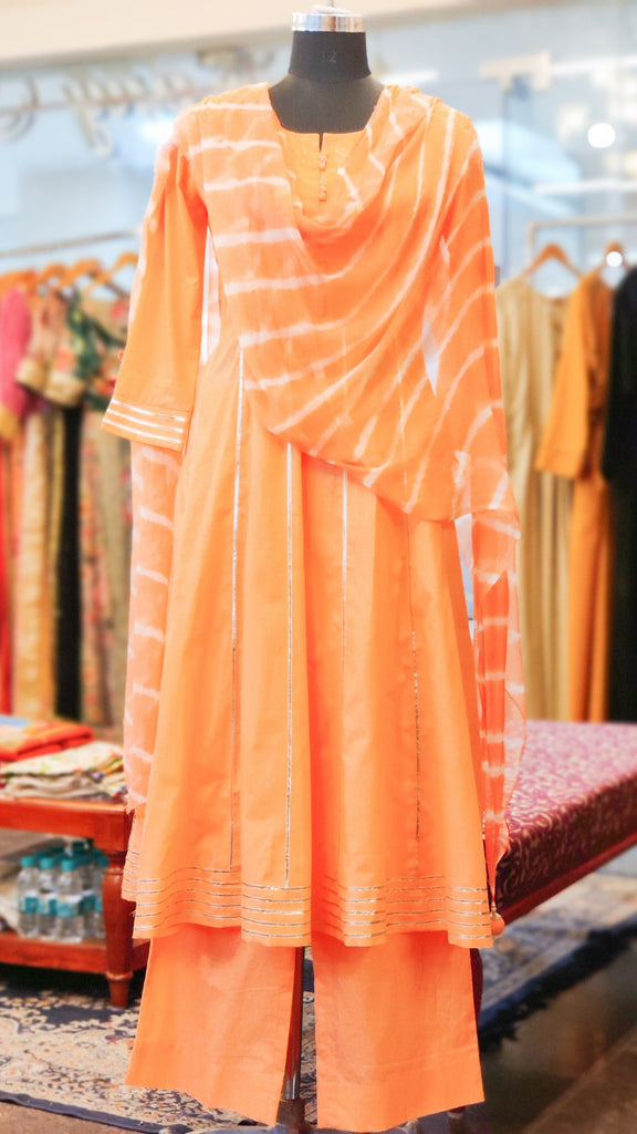 Peach Cotton Anarkali Suit