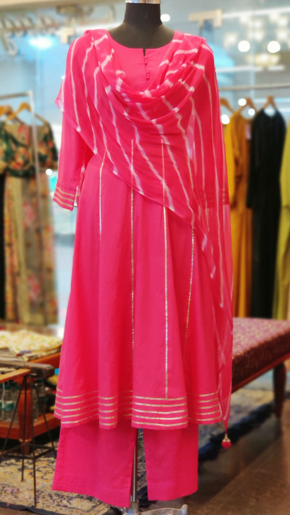 Pink Cotton Anarkali Suit