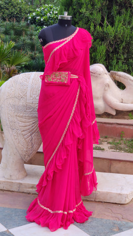 Rang Ruffle Saree with belt