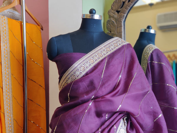 Wine Sitara Leheriya Saree