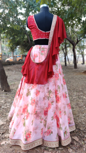 Pink Floral Lehenga